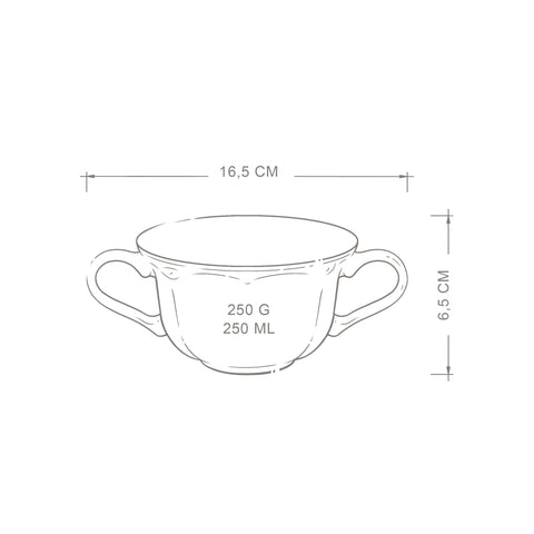 Kremowy 4 Pak bulionówek ze spodkiem 250 ml Alicja