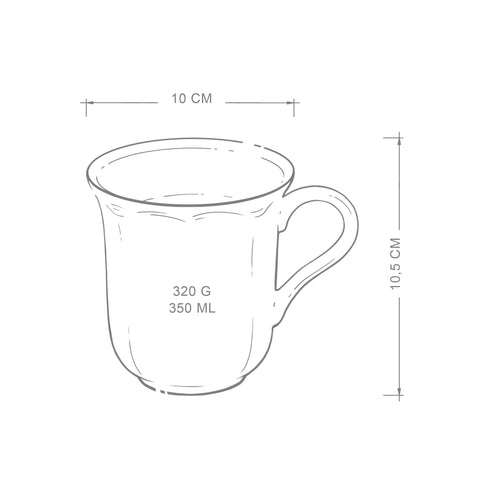 Kremowy 4 Pak kubków ceramicznych 350 ml Alicja