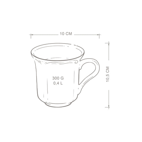 4 Pak kubków ceramicznych 400 ml Roman w kolorze zacierki