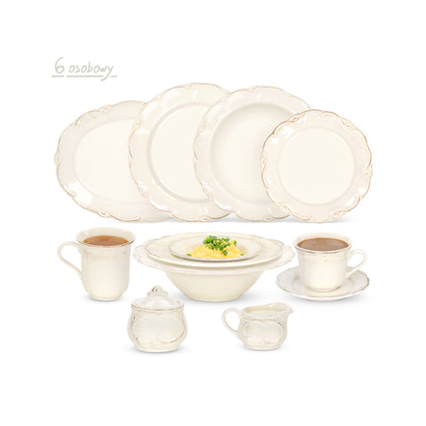 Serwis obiadowo kawowy dla 6 osób Alicja w kolorze zacierki