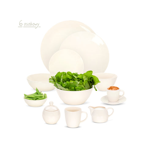 Kremowy Serwis obiadowo kawowy dla 6 osób Miko