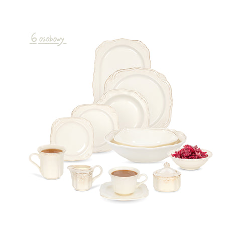 Serwis obiadowo kawowy dla 6 osób Roman w kolorze zacierki