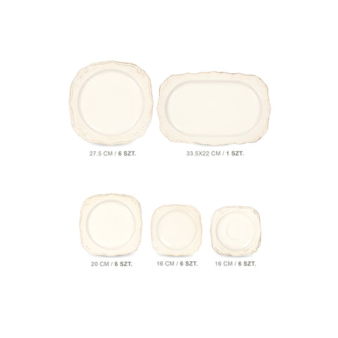 Serwis obiadowo kawowy dla 6 osób Roman w kolorze zacierki