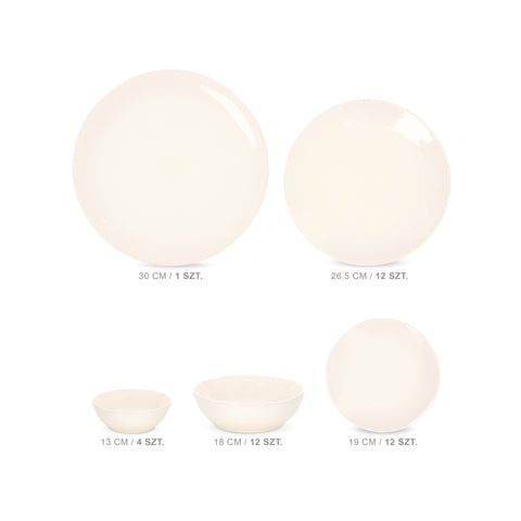 Kremowy Serwis obiadowo kawowy na 12 osób Miko