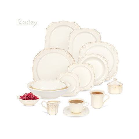 Serwis obiadowo kawowy na 12 osób Roman w kolorze zacierki