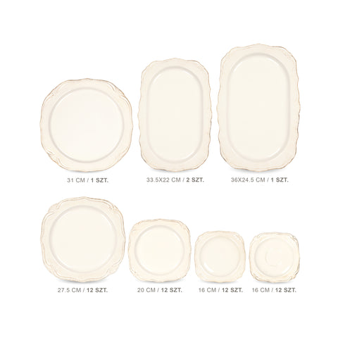 Serwis obiadowo kawowy na 12 osób Roman w kolorze zacierki
