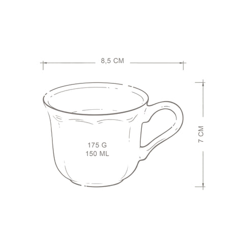 Kremowy 4 Pak spodków i filiżanek espresso 150 ml Alicja