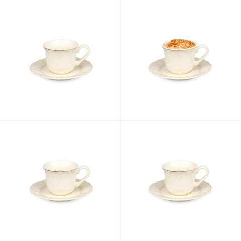 4 Pak spodków i filiżanek espresso 150 ml Alicja w kolorze zacierki