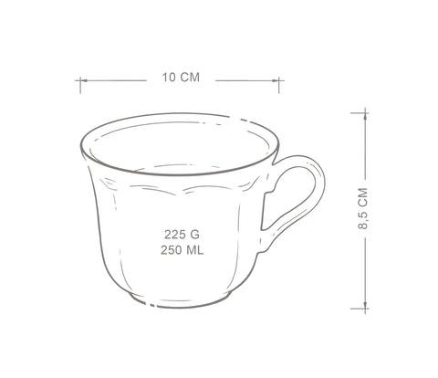 Kremowy 4 Pak spodków i filiżanek 250 ml Alicja