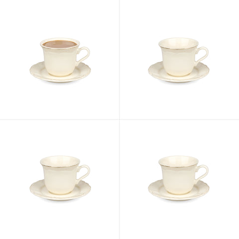 4 Pak spodków i filiżanek 250 ml Alicja w kolorze zacierki