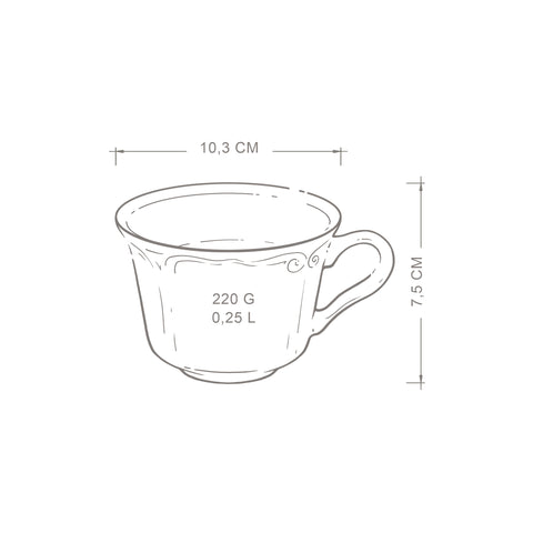 Kremowy 4 Pak spodków i filiżanek do kawy 250 ml Roman